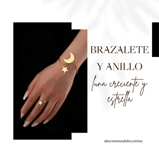 Conjunto De Pulsera Y Anillo Luna - Estrella