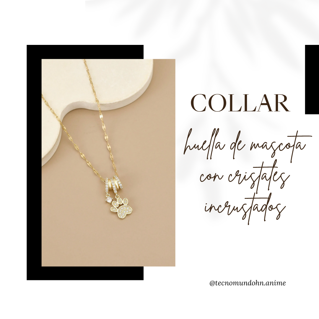 Collar Huella De Mascota Con Cristales