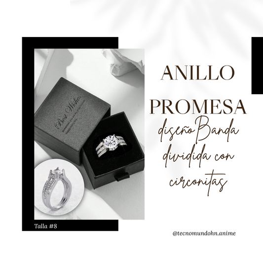 Anillo Promesa Diseño Banda Dividida Con Circonitas