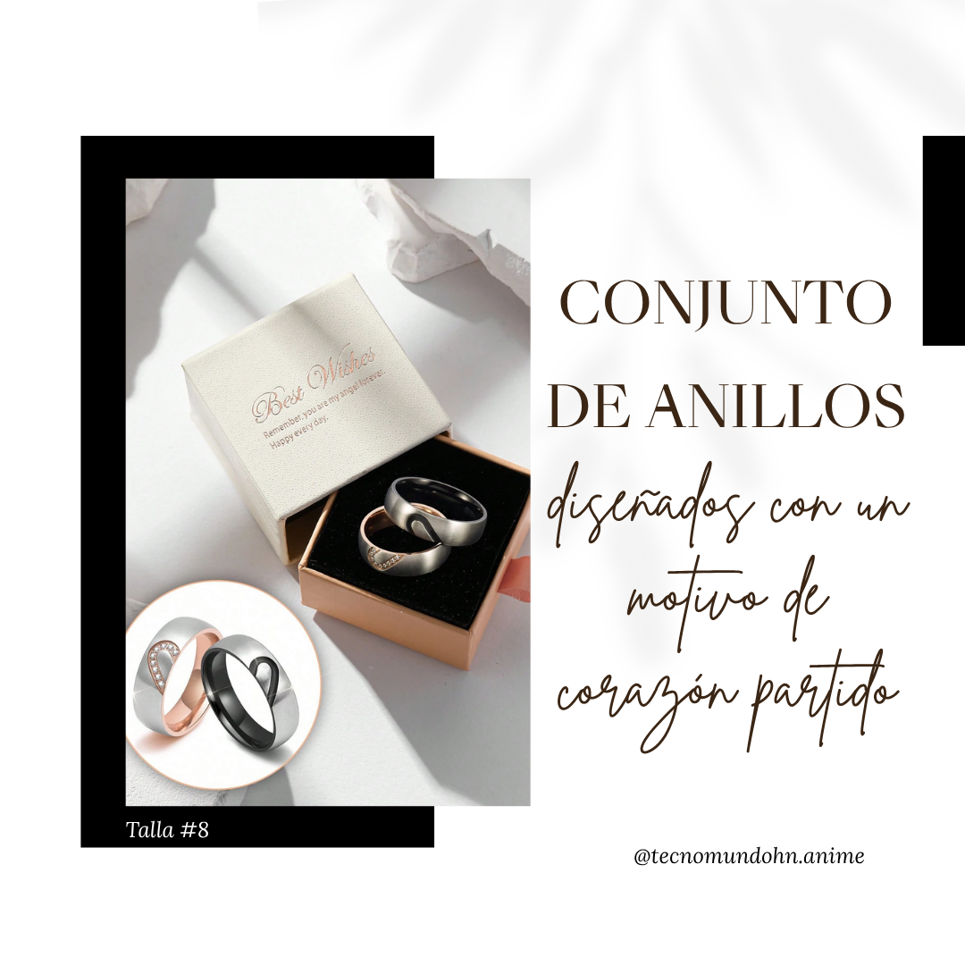 Conjunto De Anillos Corazon Partido
