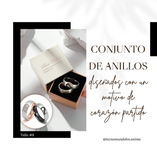 Conjunto De Anillos Corazon Partido