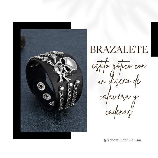 Brazalete Diseño Calavera Y Cadenas