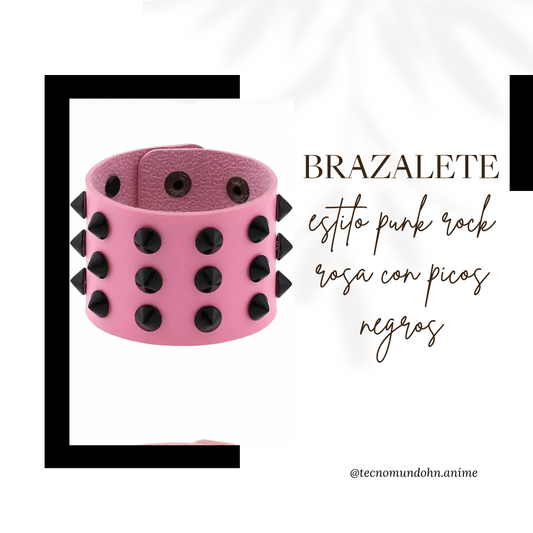 Brazalete Estilo Punk Con Picos Negros