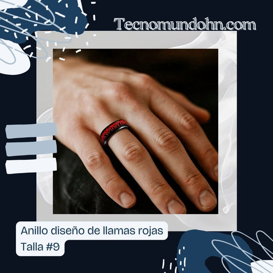 Anillo Diseño De Llamas Rojas Talla #9