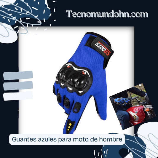 Guantes Azules Para Moto De Hombre
