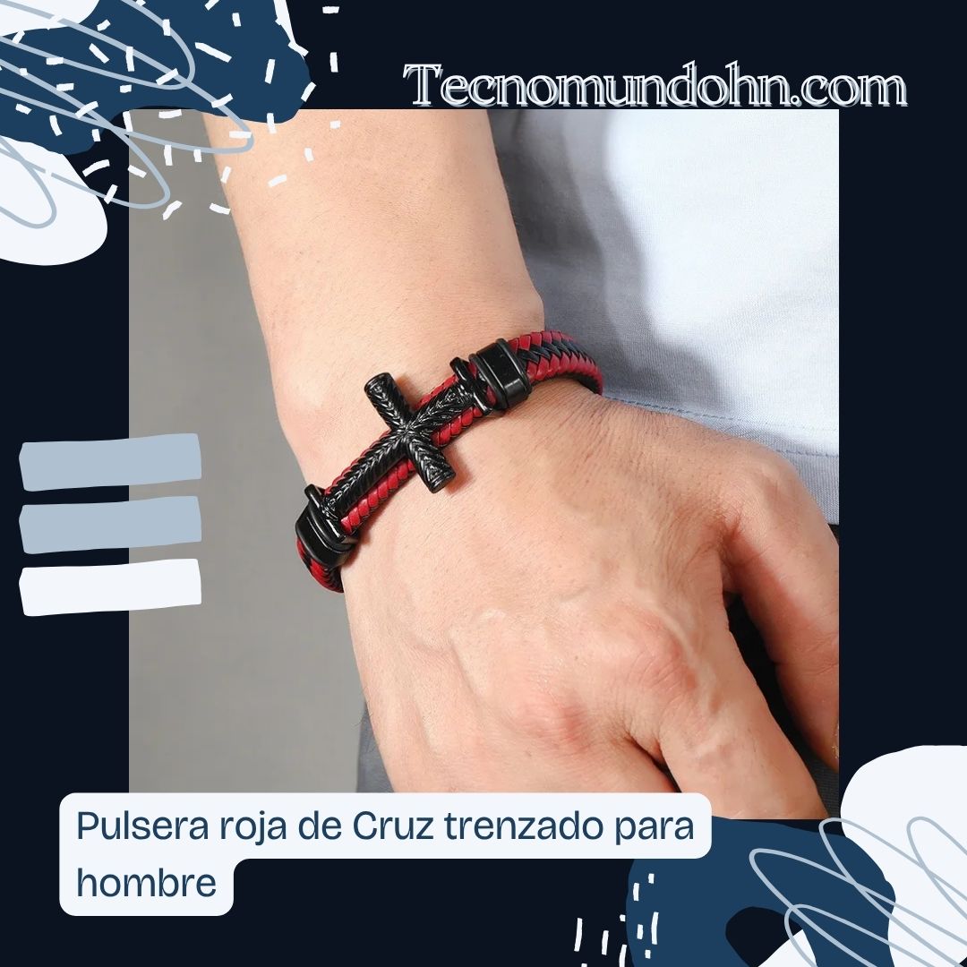 Pulsera Roja De Cruz Trenzado Para Hombre
