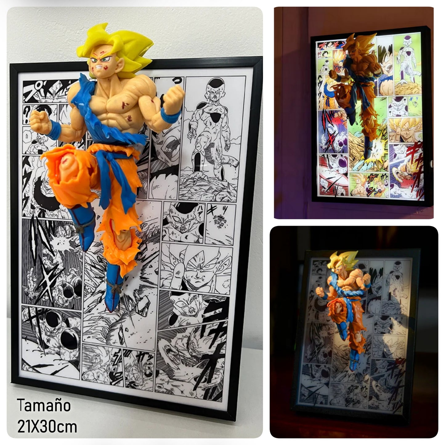 Cuadro De Luz Con Figura  Goku | Dragon Ball Z - 21X30Cm