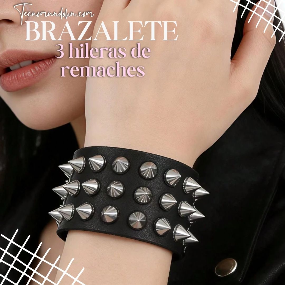 Brazalete 3 Hileras De Remaches
