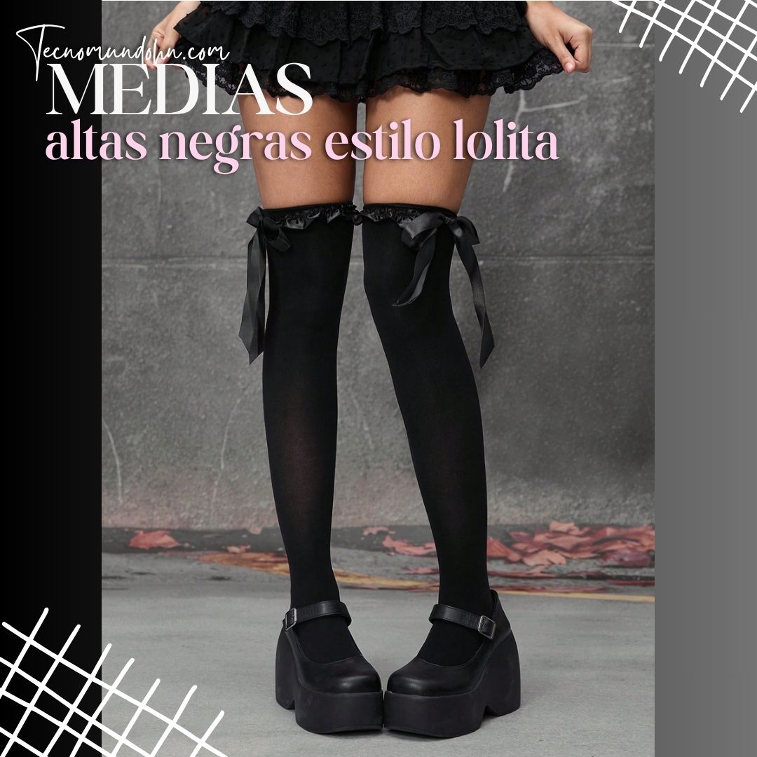 Medias Altas Negras Estilo Lolita