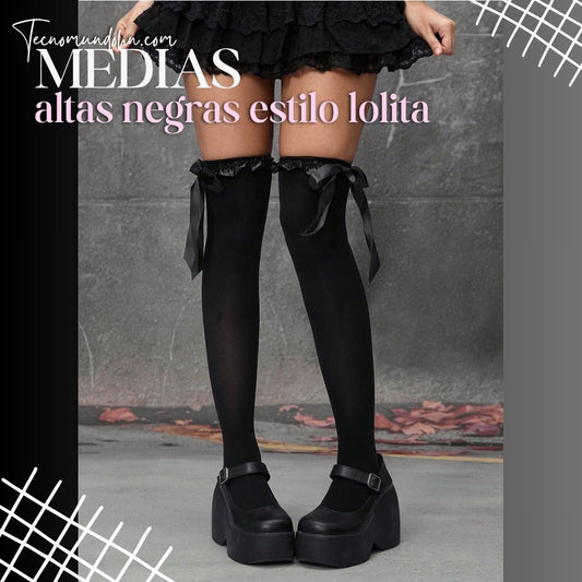 Medias Altas Negras Estilo Lolita
