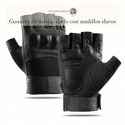 Guantes De Medio Dedo Con Nudillos Duros