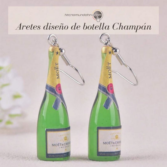 Aretes Diseño De Botella Champán