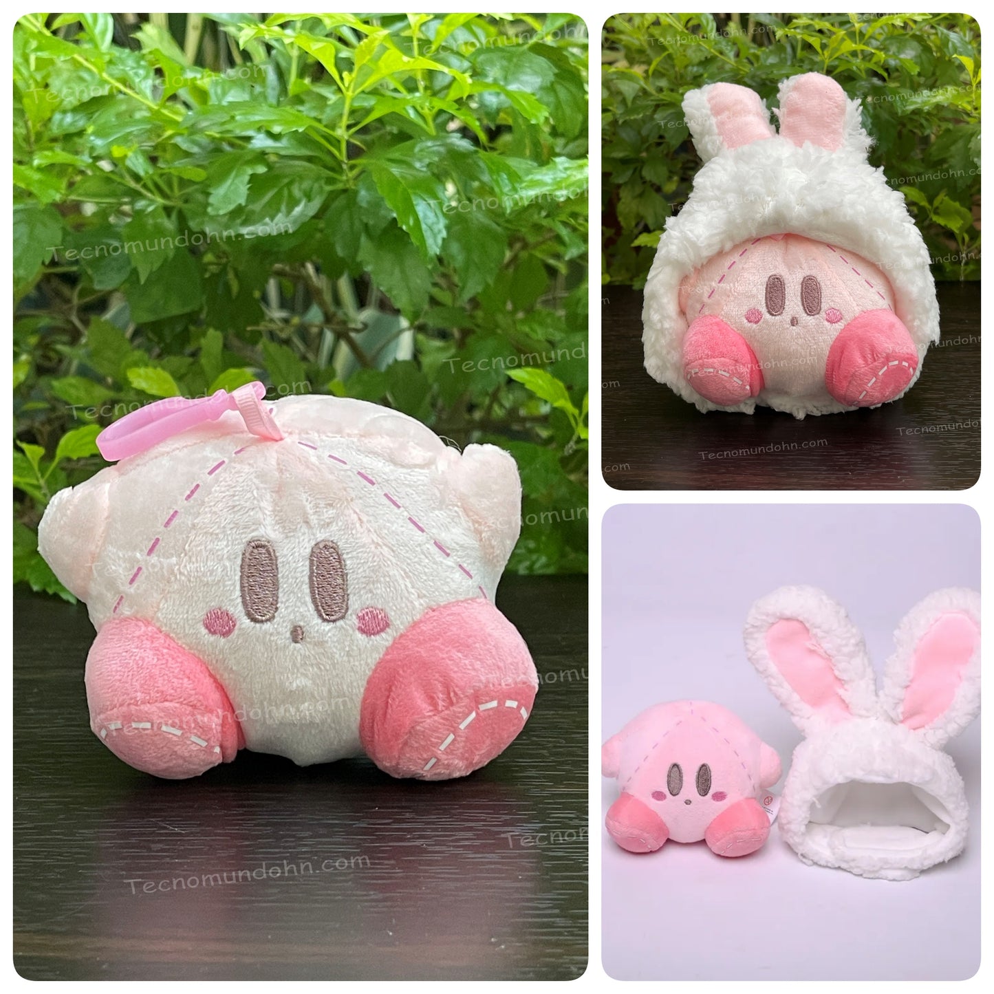 Llavero peluche Kirby con sombrero de conejo