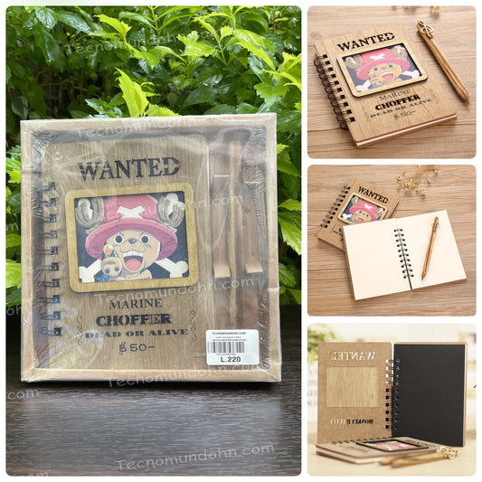 Libreta de Madera One Piece con Lápiz